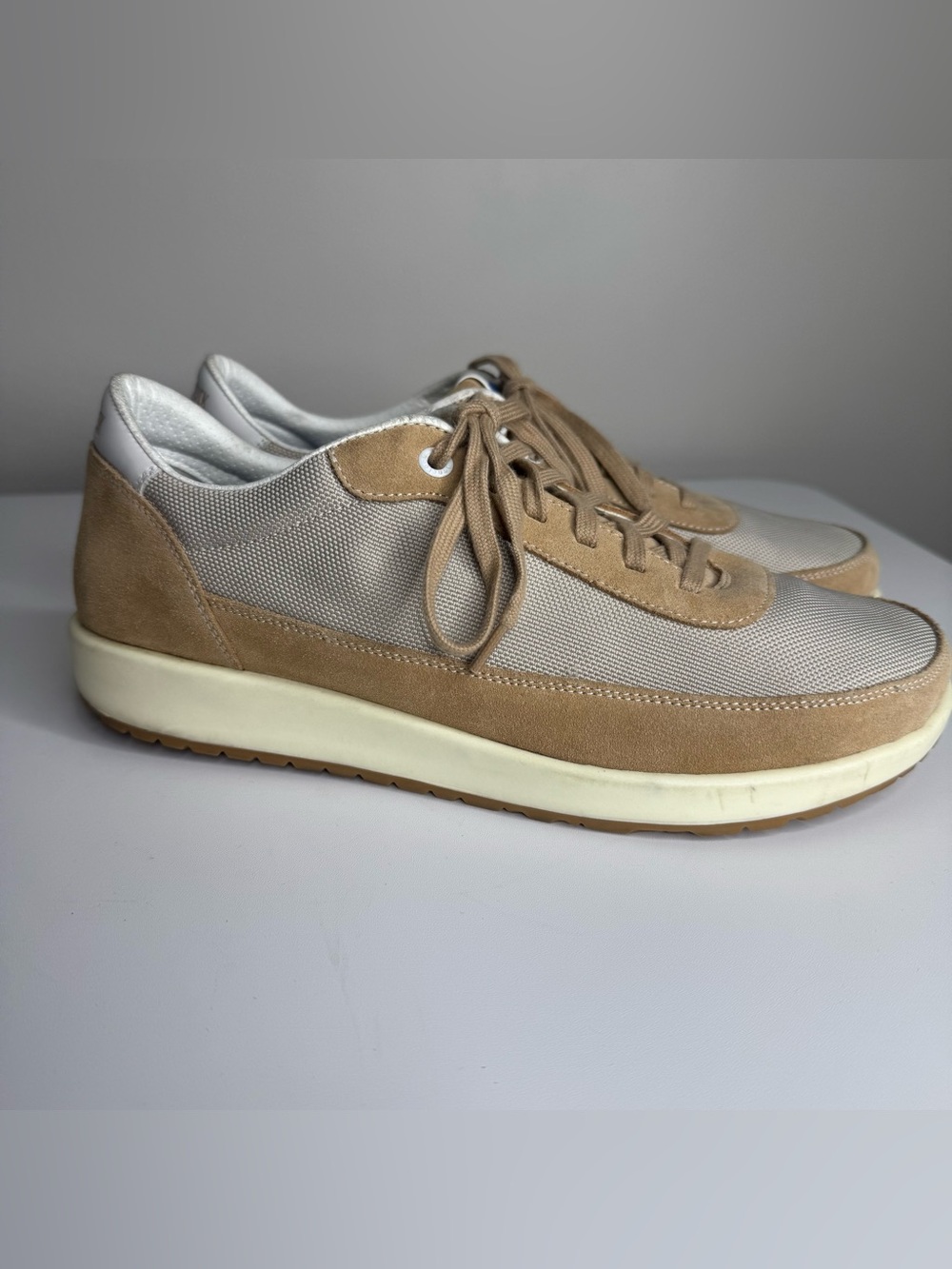 Birkenstock Men’s Honnef City Sneaker Beige Gray Leather Textile Lace-up Size 9